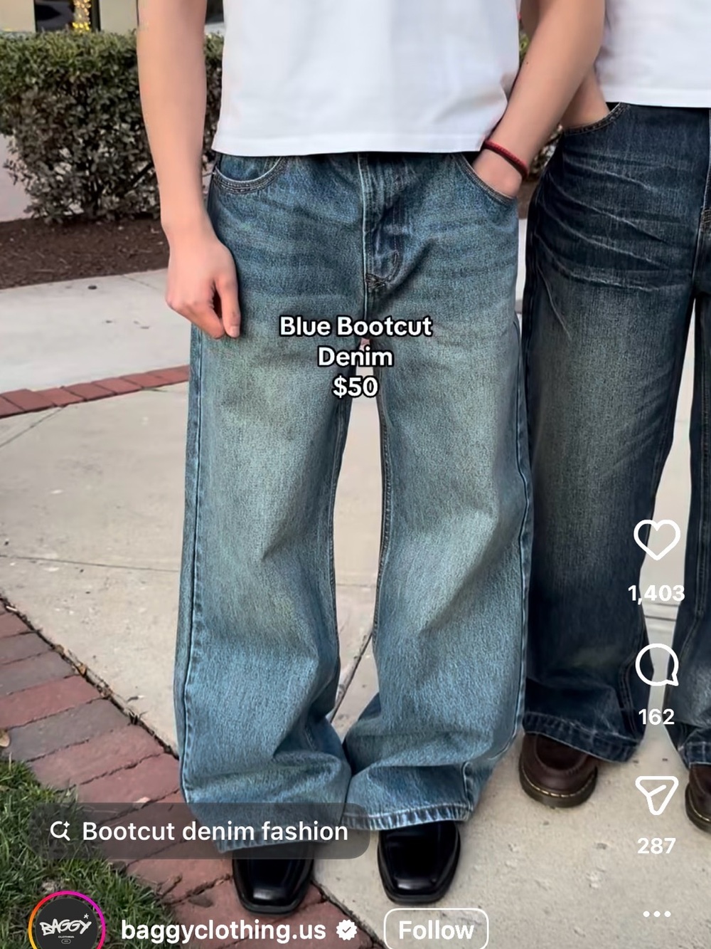 Light Blue Bootcut Denim Jeans - Relaxed Baggy Bootcut Fit